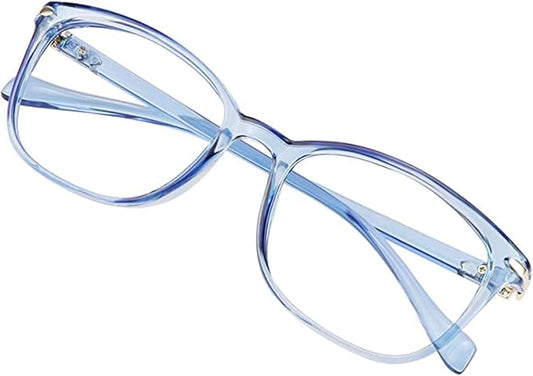 VisionGlobal Blue Light Blocking Glasses for Women Men, Stylish Square Frame(Clear Blue,No Magnification)