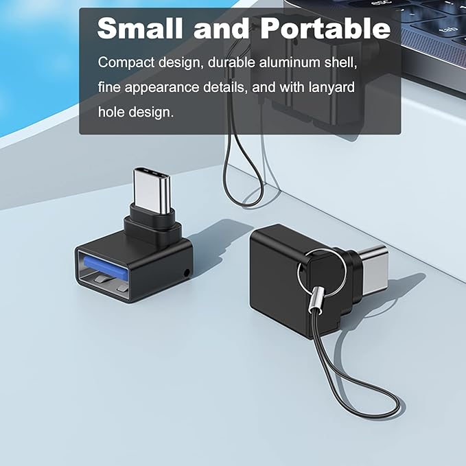 AreMe 2 Pack 90 Degree USB C to USB Adapter, Up and Down Angle USB C Male to USB 3.0 Female Connector Converter Compatible for MacBook Pro Air Laptop and More Type C Devices (Black)