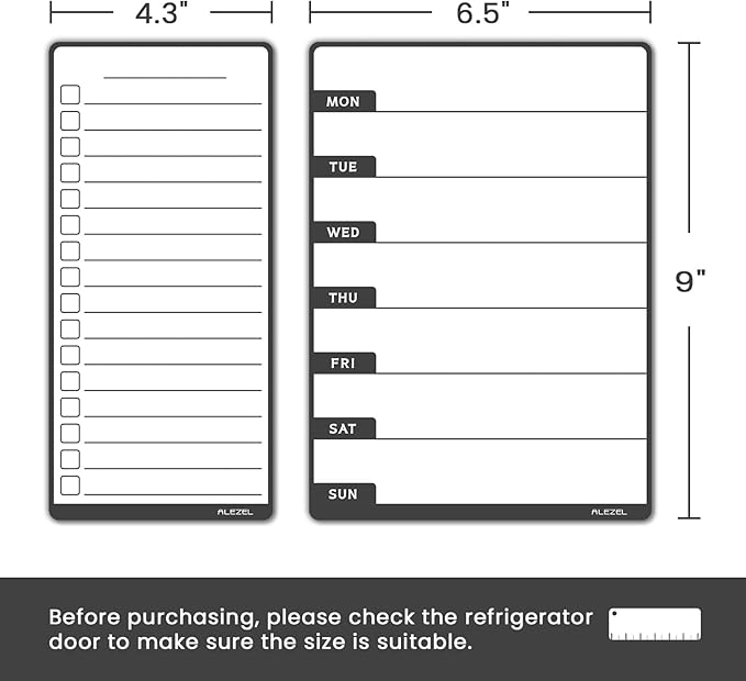 Weekly Dry Erase Board for Fridge, Magnetic Meal Planner Whiteboard Set - Includes Weekly Calendar for Refrigerator & 2 to Do List White Boards, 3 Markers + Eraser