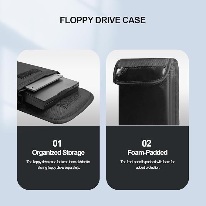 External Floppy Disk Drive with Carrying Case – 3.5 inch Floppy Disk Reader USB 3.0/Type-C Compatible, Portable and Lightweight for PC, Laptop, and Retro Gaming Windows 11/10/8/7/2000/XP