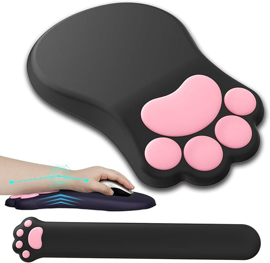 L-SPOUTTO Ergonomic Mouse Pad with Wrist Rest and Keyboard Wrist Rest,Cute Comfortable Computer Mouse Pad Wrist Support, Pain Relief Mousepad with Non-Slip PU Base for Desk Laptop Gaming Office,Black