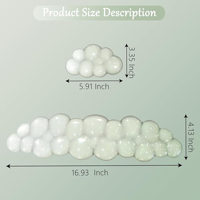 Gel Cloud Wrist Rest for Keyboard and Mouse Gradient Green Clear Keyboard Wrist Rest Transparent Ergonomic Cute Mouse Wrist Pad Silicone Non-Slip Wrist Pad for Computer Gaming Laptop Home Office
