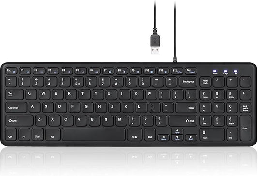 Perixx PERIBOARD-213U Wired Silent USB Scissor Keyboard - 14.45x4.76x0.70 Inches Compact Design with Number Pad - Black - US English (PB-213BUS-11738)