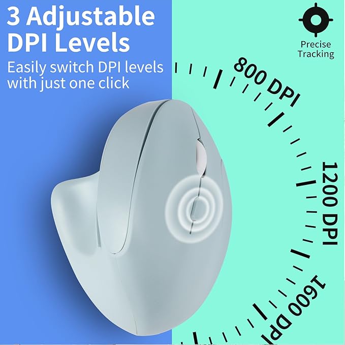 Wireless Silent Ergonomic Vertical Mouse - Dual Mode 2.4G/Bluetooth, Rechargeable Type C, Pain Relief for Office and Home Use, Compatible with Laptop & PC (Green)