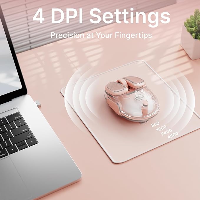 EWEADN Q9 Wireless Clear Mouse Dual Mode Bluetooth & 2.4G USB Computer Mouse with RGB Lighting, Silent Clicks, Multi-Device Compatibility for Laptop, PC, MacBook, iPad Cute Mouses-Gradient