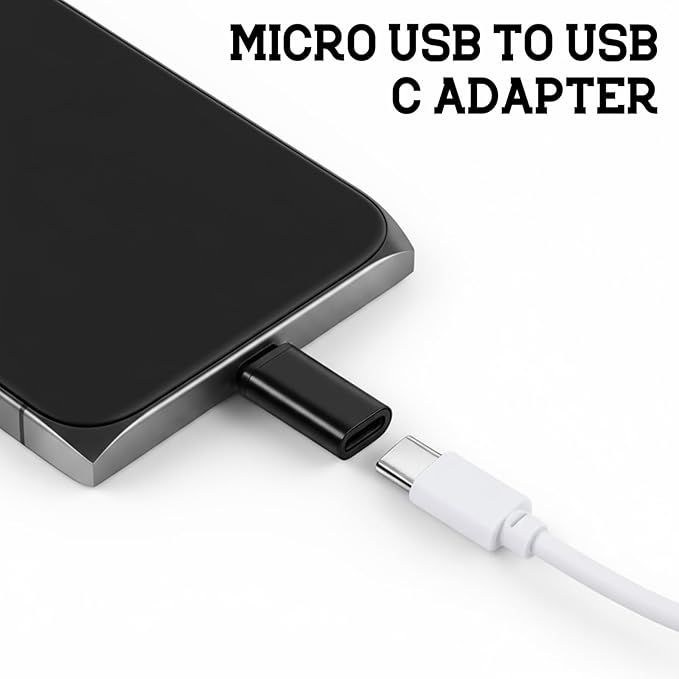 6 PCS Micro USB to USB-C Adapter, Black Type-C Female Cable to Micro USB Male Converter, Only Supports Charging and Data Transmission, Ideal for Cellphones, Computers and Other Devices