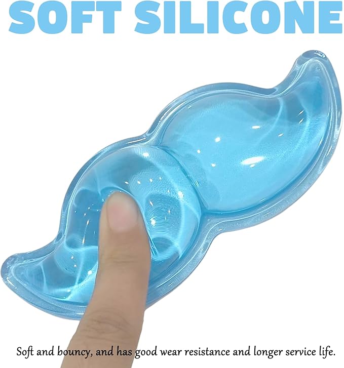 Gel Wrist Rest for Keyboard and Mouse Transparent Blue Mustache Elbow Pad Cushion Ergonomic Cute Clear Cool Mouse Wrist Pad Silicone Non-Slip Support for Computer Gaming Home Office Men Hand Pillow