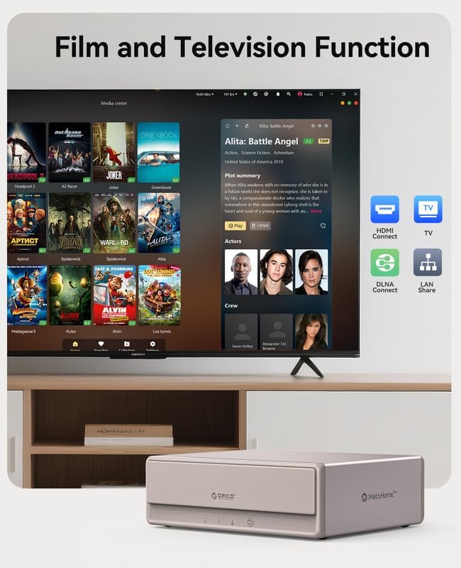 ORICO MetaHome NAS Storage, CyberData OS, HDD Slot * 2 + M.2 NVMe SSD Slot * 2, Remote Access & Smart Media Scraping, 2.5 GbE * 2(500MB/s for LAN Transmission), HDMI * 1, CS200Pro - 2 Bay(Diskless)