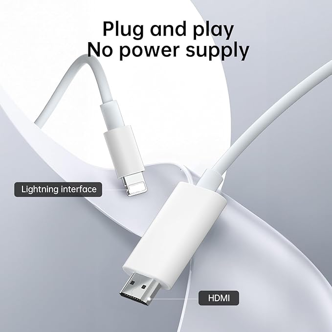 2 Pack [MFi Certified] Lightning to HDMI Cable • HDMI Cable for iPhone to TV • Compatible with iPhone14, 13, 12, 11 to TV Output • Just Plug and Play 6.6FT
