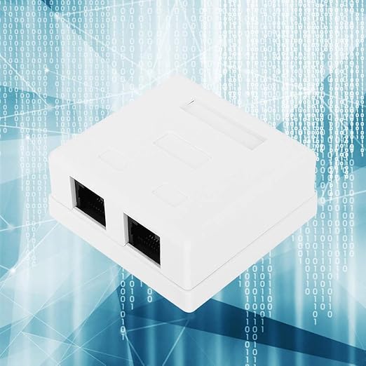 RJ45 8P8C Cat6 Dual Port Network Mount Box Premium ABS Desktop Information Junction Enclosure for Office Home Networking 27x58.5x60mm