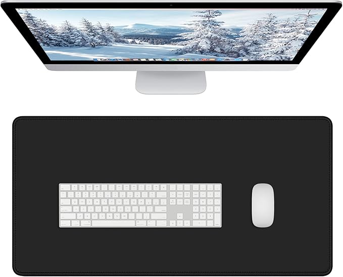 Dapesuom Large Gaming Mouse Pad, Extended Mouse Mat with Stitched Edges, Full Size Keyboard Pad with Non-Slip Base, Big XXL Computer Desk Mats for Gamer, Laptop, Office, 31.5 x 15.7in, Jet Black