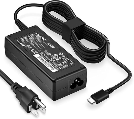 Chromebook Charger USB C Laptop Charger Compatible with HP, Lenovo, Dell, Acer, Asus, Samsung, Google Type C 45W Universal Power Adapter