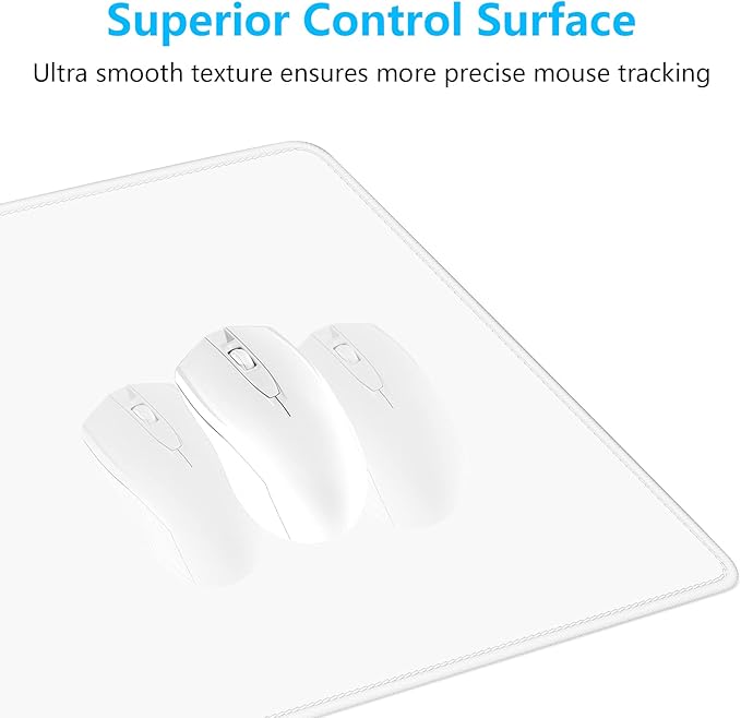 Dapesuom Large Gaming Mouse Pad, Extended Mouse Mat with Stitched Edges, Full Size Keyboard Pad with Non-Slip Base, Big XXL Computer Desk Mats for Gamer, Laptop, Office, 35.5 x 15.7in, Ivory White