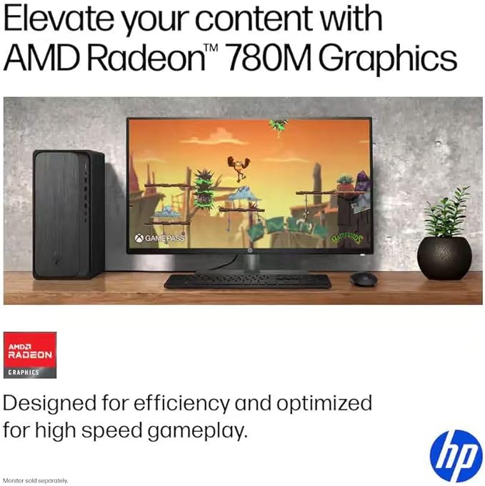 HP OmniDesk Tower Desktop Computer • 8-core AMD Ryzen 7 8700G Processor • 64GB DDR5 • 4.5TB Storage (4TB SSD + 512GB External) • HDMI + DP • Wi-Fi 6 • Wireless Keyboard & Mouse • Windows 11