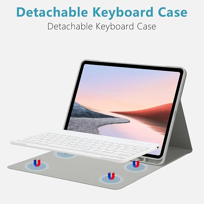 TQQ for iPad Air 13-inch (M4/M3/M2, 2026/2025/2024) & Pro 12.9 inch Case with Keyboard, Keyboard case for 12.9-inch iPad Pro 6th/5th Gen - with Pencil Holder for iPad Air 13-inch 2026 (Gray)