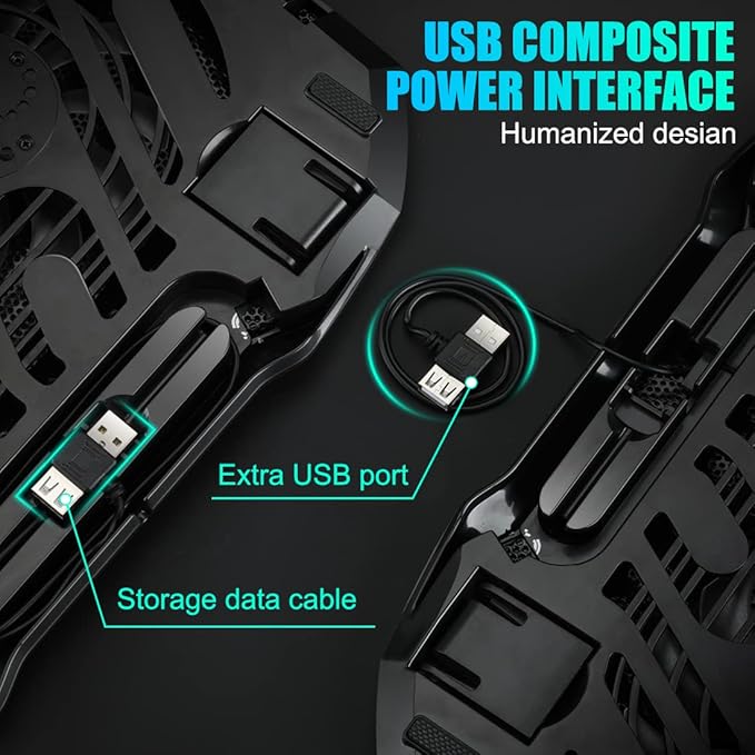 LIANGSTAR Laptop Cooling Pad, Gaming Laptop Cooler with 2 Quiet Big Fans, RGB 7 Color Light Change, Portable USB Laptop Stand 11 to 15.6 Inch, Slim and Easy Carry Working Study Outdoor Travel