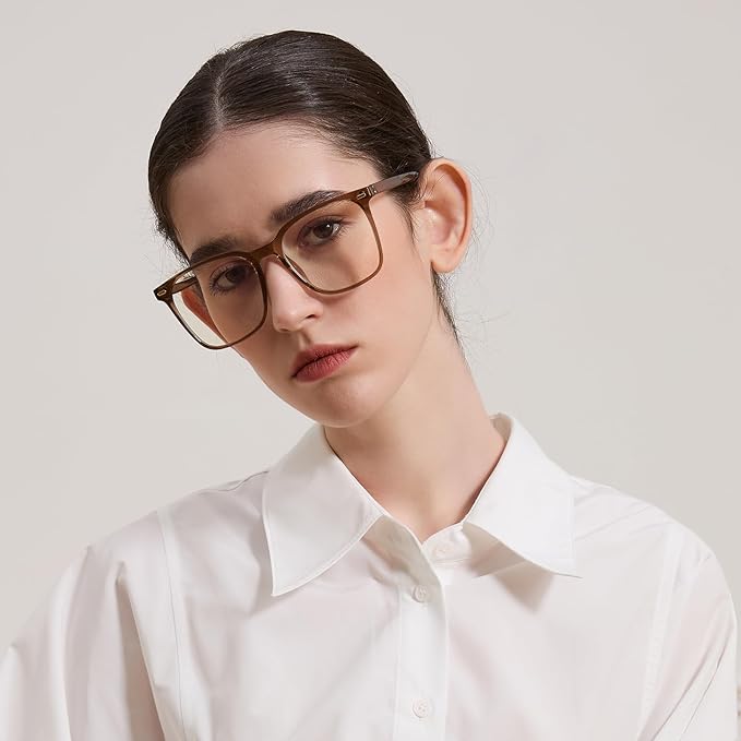 Oversized Square Blue Light Blocking Glasses for Women Men, Anti-Fatigue Computer Monitor Glasses Reduce Eye Strain