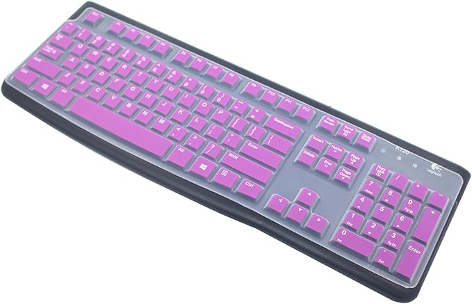 Silicone Keyboard Skin Cover Protector Compatible for Logitech K120 & MK120 Full-Size Wired Keyboard, MK120 & K120 Keyboard Protective Accessories (Purple)