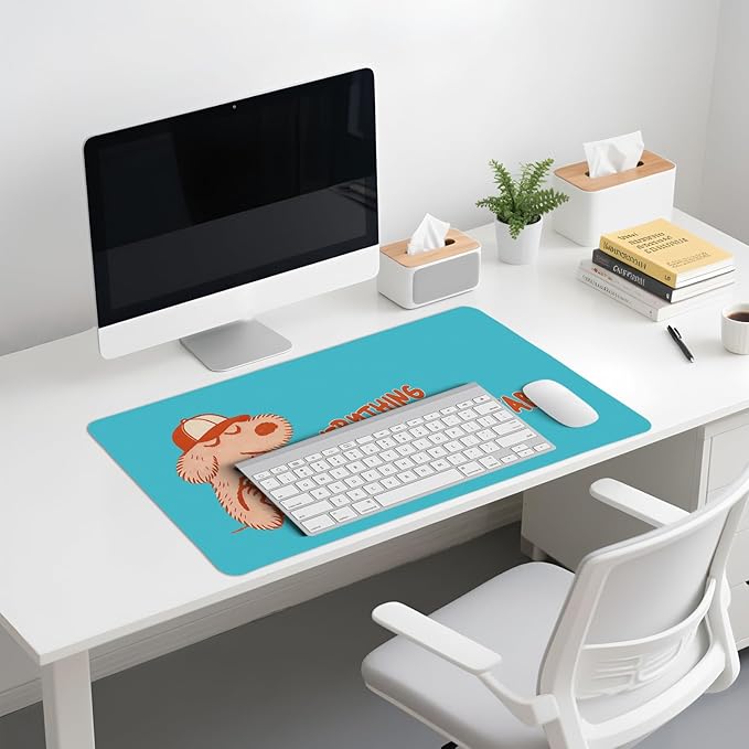 Blue Cute Dog Mouse Pad,Fun Positive Affirmations Mouse Pads,Kawaii Motivational Desk Mat for Home Office Dorm Desktop Decor,Dog Lover Gift,Everything is Figureoutable,23.6x11.8 Inch