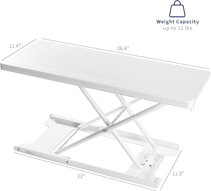 VIVO Single Top 27 inch Heavy-Duty Scissors Lift Keyboard and Mouse Riser, Designed for Ergonomic Sit Stand Workstations, White, DESK-V000PW