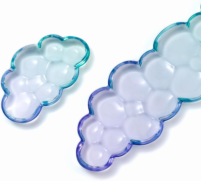 Gel Keyboard and Mouse Wrist Rest Set – Clear Cloud Wrist Rest for Computer Keyboard 60%/68%/75%, Comfort & Support for Typing and Gaming(Purple Green)