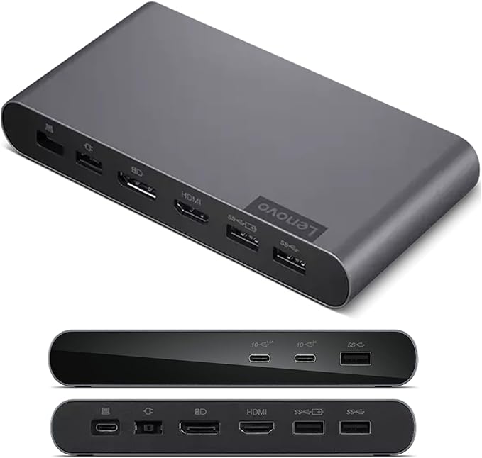 Lenovo Docking Station USB-C Universal Business Dock – Dual Display (1 DP 1.4 & 1 HDMI 2.0) – 65W Charging for Laptop (90W Power Adapter Included) – 3X USB-A & 2X USB-C Ports (Renewed)