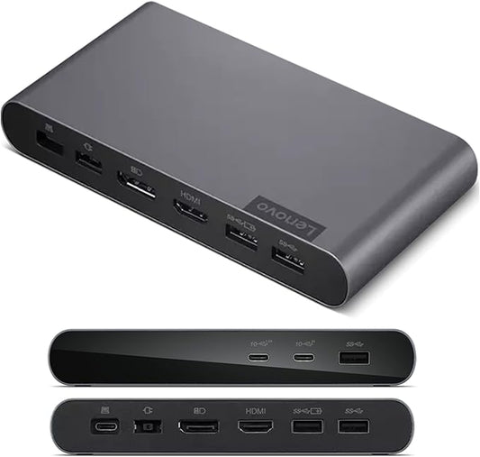 Lenovo Docking Station USB-C Universal Business Dock – Dual Display (1 DP 1.4 & 1 HDMI 2.0) – 65W Charging for Laptop (90W Power Adapter Included) – 3X USB-A & 2X USB-C Ports (Renewed)