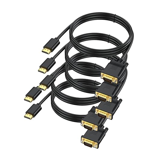 HDMI to VGA 6FT, Uni-Directional HDMI Computer to VGA Monitor Cable (Male to Male) Compatible for Desktop, Laptop, PC, Monitor, Projector, HDTV, Raspberry Pi, Roku, Xbox and More (5)
