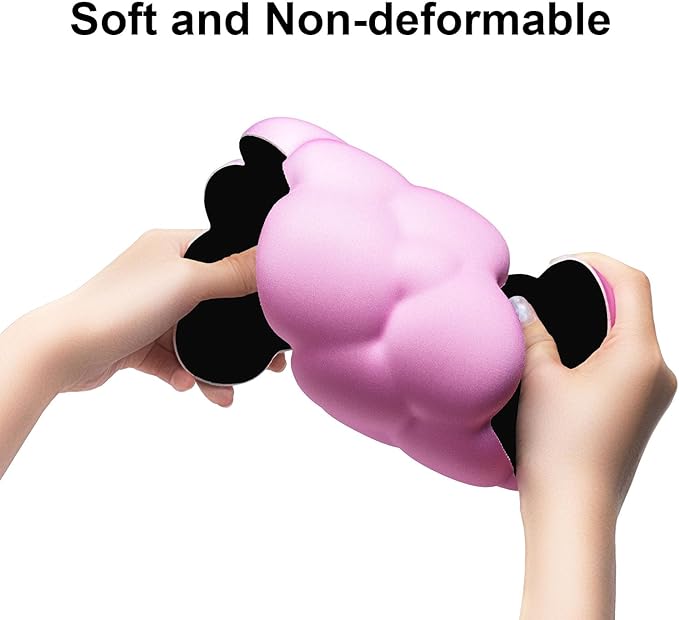 OUEST Cloud Wrist Rest Keyboard and Mouse Pad with Cute Ergonomic Memory Foam Non-Slip PU Base for Computer Mac Laptop Office Gaming-Blue/Pink/Purple