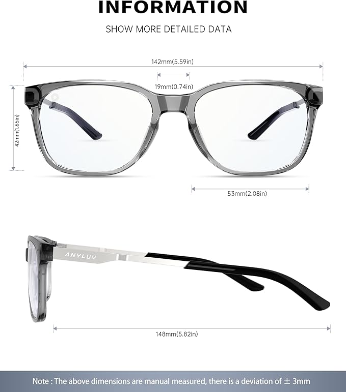 ANYLUV Blue Light Glasses for Men, Lightweight Computer Gaming Glasses, Stylish Anti Eyestrain Blue Light Blocking Men