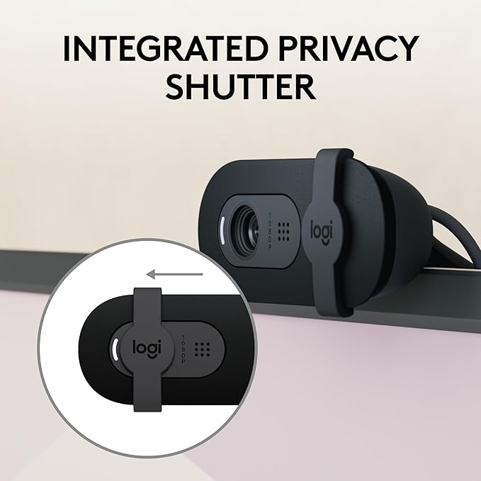 Logitech Brio 101 Full HD 1080p Webcam for Meetings,Streaming,Desktop,Laptop,PC - Built-in Mic,Shutter,Works with Zoom,Microsoft Teams,Nintendo Switch 2’s New GameChat Mode,USB-A,-Black,(Pack of 4)