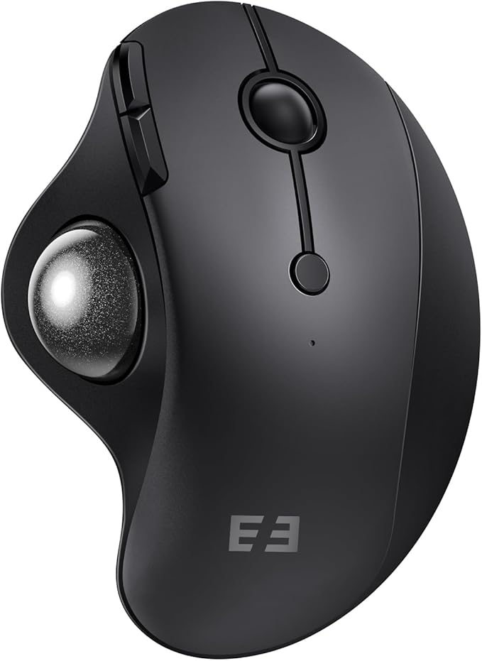 seenda Wireless Trackball Mouse, Bluetooth - Ergonomic Rollerball Mouse Rechargeable, 3 Device Connection Optical Mice Adjustable DPI Thumb Control Mice Compatible for Mac/Android/Windows-Black