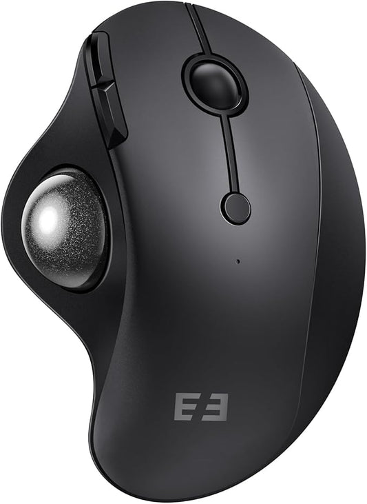 seenda Wireless Trackball Mouse, Bluetooth - Ergonomic Rollerball Mouse Rechargeable, 3 Device Connection Optical Mice Adjustable DPI Thumb Control Mice Compatible for Mac/Android/Windows-Black