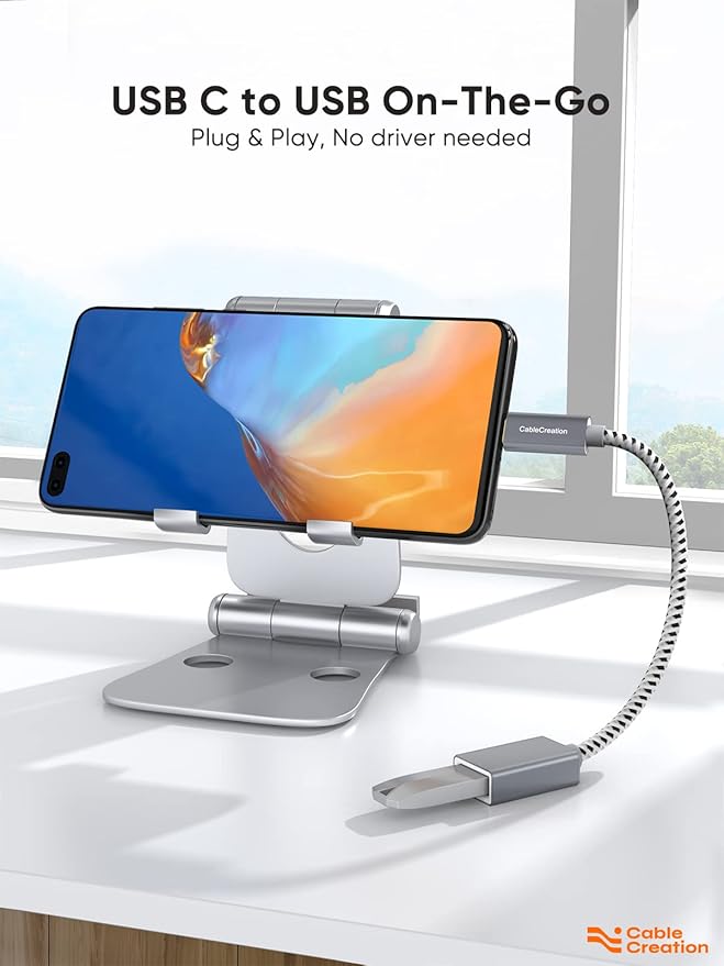 CableCreation USB to USB C Adapter 0.5FT/0.15m, USB C OTG Cable,Type C to USB A Female Connector for MacBook Pro Air, iPad mini/Pro, XPS, Galaxy S22 Ultra, iPhone 16, Surface Go