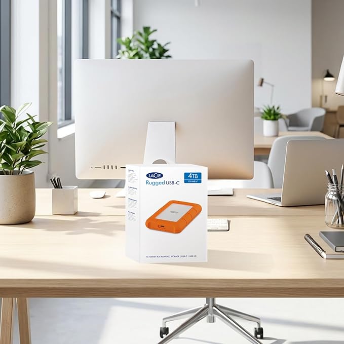 LaCie Rugged 5TB Portable External HDD - USB 3.0/2.0 Compatible, Shock/Dust/Rain Resistant for Mac & PC, Orange, Grey