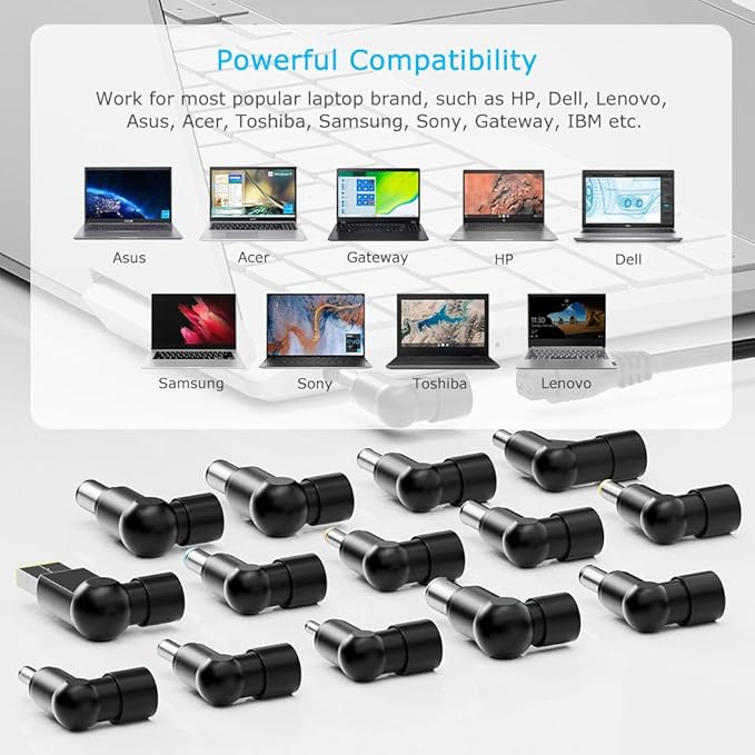 90W Universal AC Adapter Laptop Charger Replacement for Dell HP Acer Asus Lenovo IBM Toshiba Samsung Sony Fujitsu Notebook Ultrabook Chromebook Power Supply Cord