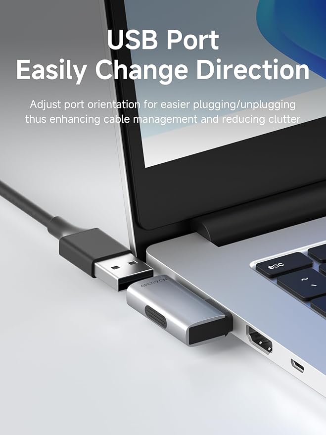 Hagibis USB 3.2 Adapter 2 Pack, 90 Degree Right and Left Angle USB A Male to Female Connector OTG Adapter Cable Extender for Laptops Charger PC Car Mouse Keyboard (Side Front)