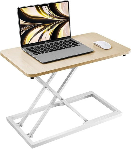 Omhuzsyo standing desk converter Stand up office desk riser on the desktop is suitable for use in laptops and single monitor work consoles, home offices, and can be adjusted in height(Log Color)