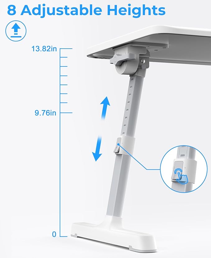 Laptop Bed Tray Table, Adjustable Sturdy Laptop Stand for Bed with Premium Materials, Folding Portable Lap Desk with Drawer for Writing Working Reading Eating Couch Floor (Marble, 22.04"×12.2")