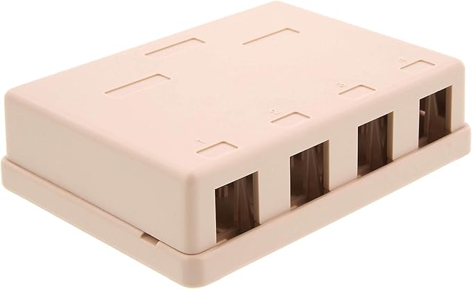 Networx® 4-Port Ethernet Keystone Jack Surface Mount Box, Unloaded, Ivory