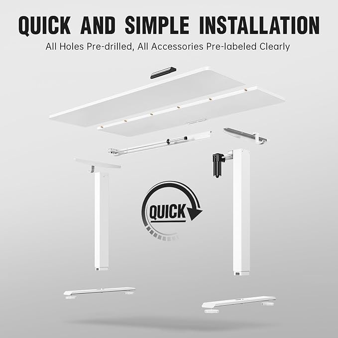 Veken 63x23.6 Inch Large Electric Standing Desk, Heights Adjustable,Sit to Stand Up, Work Home Office Computer Table for Walking Pad, Wooden Desktop Desks, White