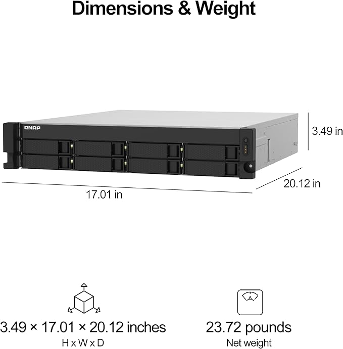 QNAP TS-832PXU-4G 8 Bay High-Speed SMB Rackmount NAS with Two 10GbE and 2.5GbE Ports (TS-832PXU-4G-US)
