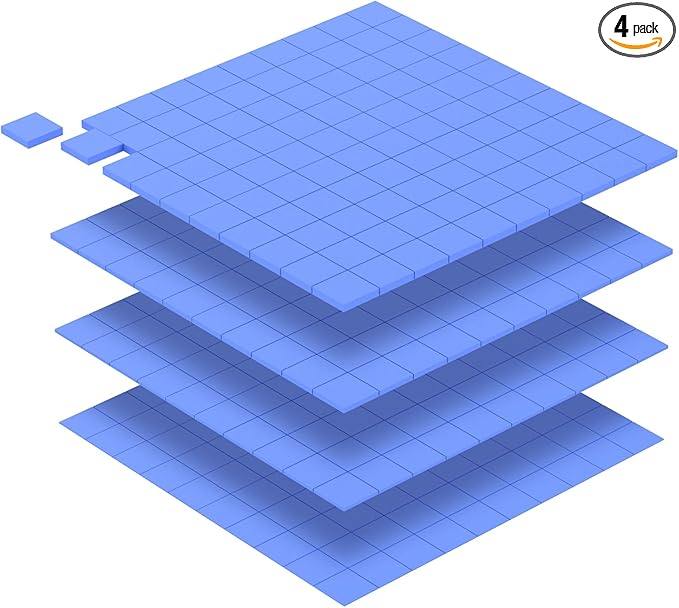 Aairhut Thermal Pad Kit: 4 x 100x100mm Pre-Scored Sheets (0.5mm + 1mm + 1.5mm + 2mm) - Each Yields 100 x 10x10mm Pads for GPU, SSD, Laptop