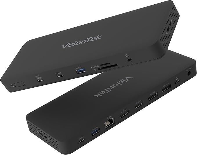 VisionTek VT8100DL USB-C Docking Station Quad 4K – Enterprise Premium Laptop Dock, 2X HDMI, 2X DisplayPort, 100W Charging, Thunderbolt Compatible