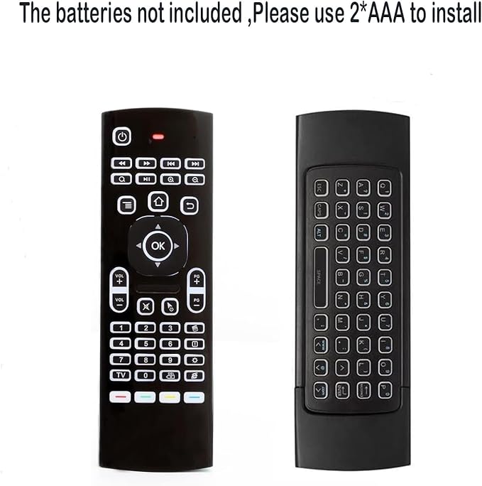 2 Pack MX3 Pro Mini Keyboard Backlight Fly Remote Mouse,Android TV Remote Control,IR Learning Mini Wireless Keyboard for Android TV Box.HTPC.IPTV,Networked Set-top Box,Mini PC(Battery not Included)