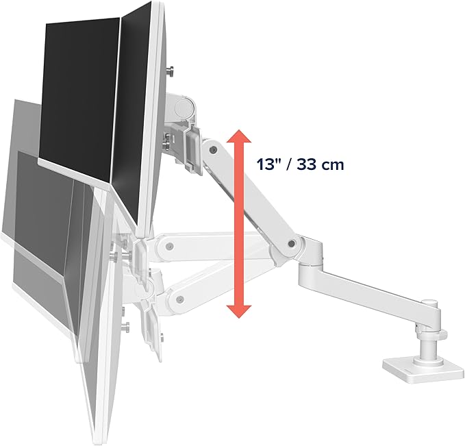 Ergotron – Upgraded LX Pro Premium Dual Direct Monitor Arm, VESA Desk Mount – for 2 Monitors Up to 27 Inches, 9 lbs Each – White