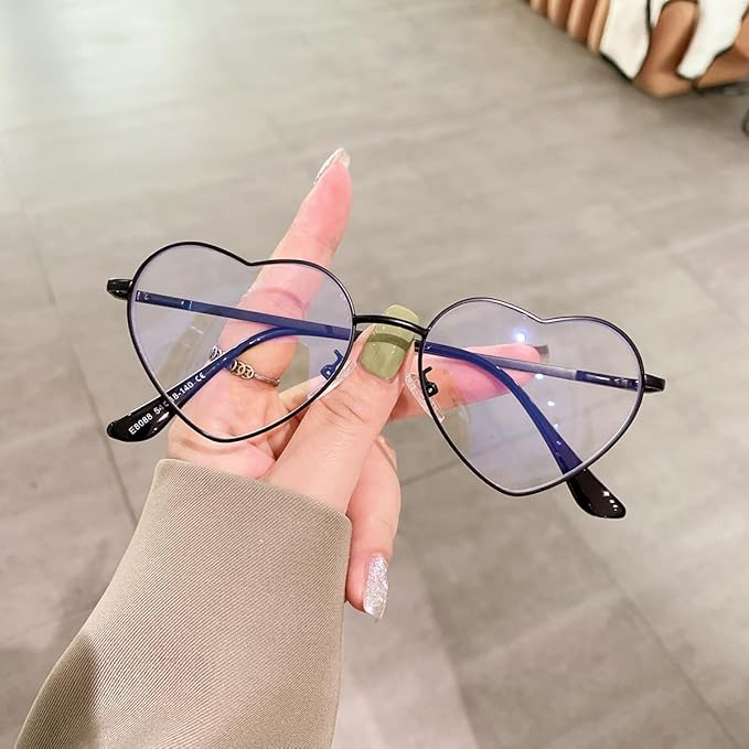 Gleyemor Heart Shaped Blue Light Glasses for Women Cute Computer Glasses