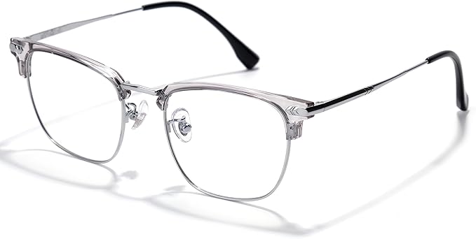 Blue Blocker Glasses for Men Metal Browline Computer Gaming Glasses Filter Blue Ray