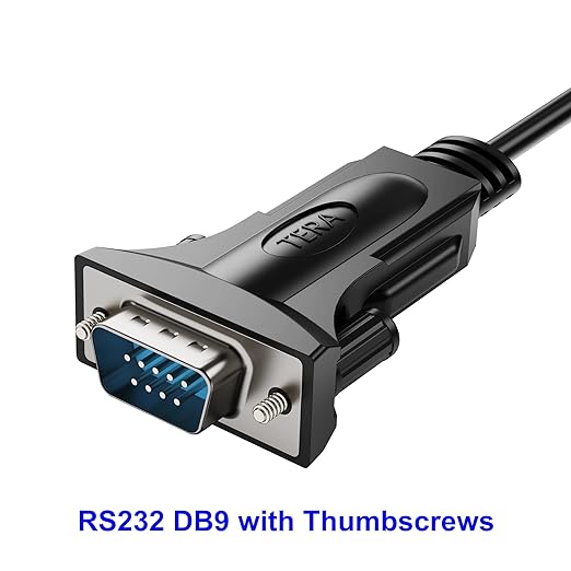 Tera Grand - USB C to RS232 Serial DB9 Adapter Cable with Thumbscrews and FTDI chipset, Supports Windows 11, 10, 8, 7, Vista, XP, 2000, 98, Linux and Mac, 3 Ft