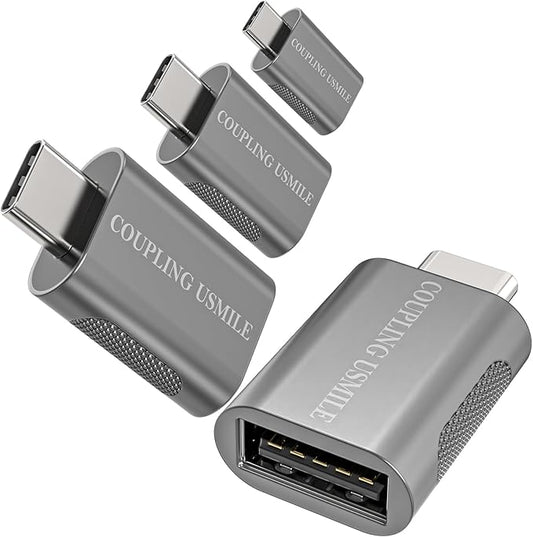 USB C to USB Adapter 4-Pack, 10Gbps High-Speed Type C to USB 3.0 Adapter with OTG, Compatible with MacBook/iPhone 17/16/15/14, iPad, Chromebook, Galaxy S25/S24 (Grey)